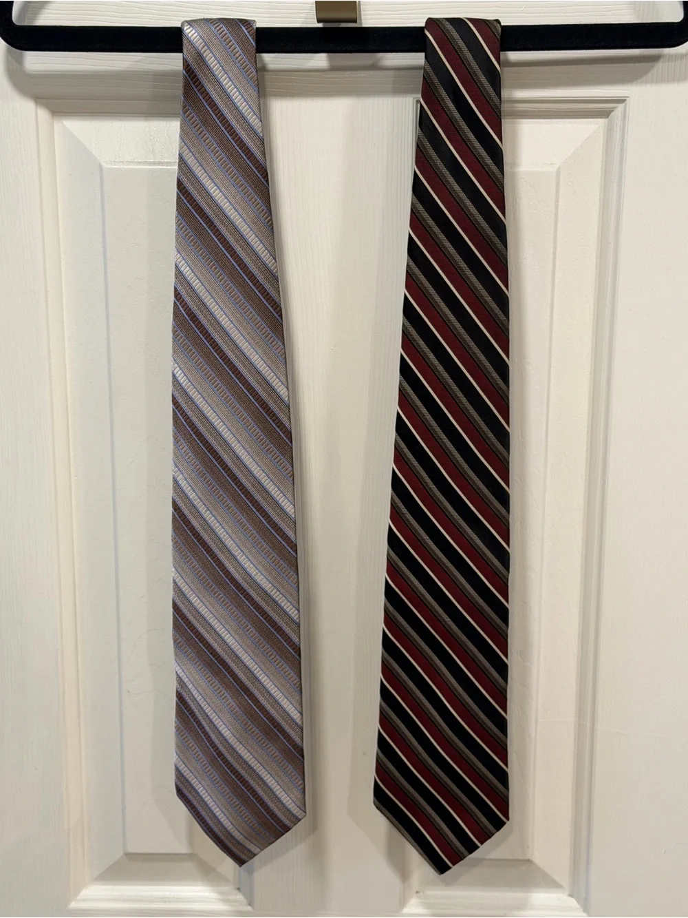 Striped Silk Ties - Purple/Silver & Burgundy/Black